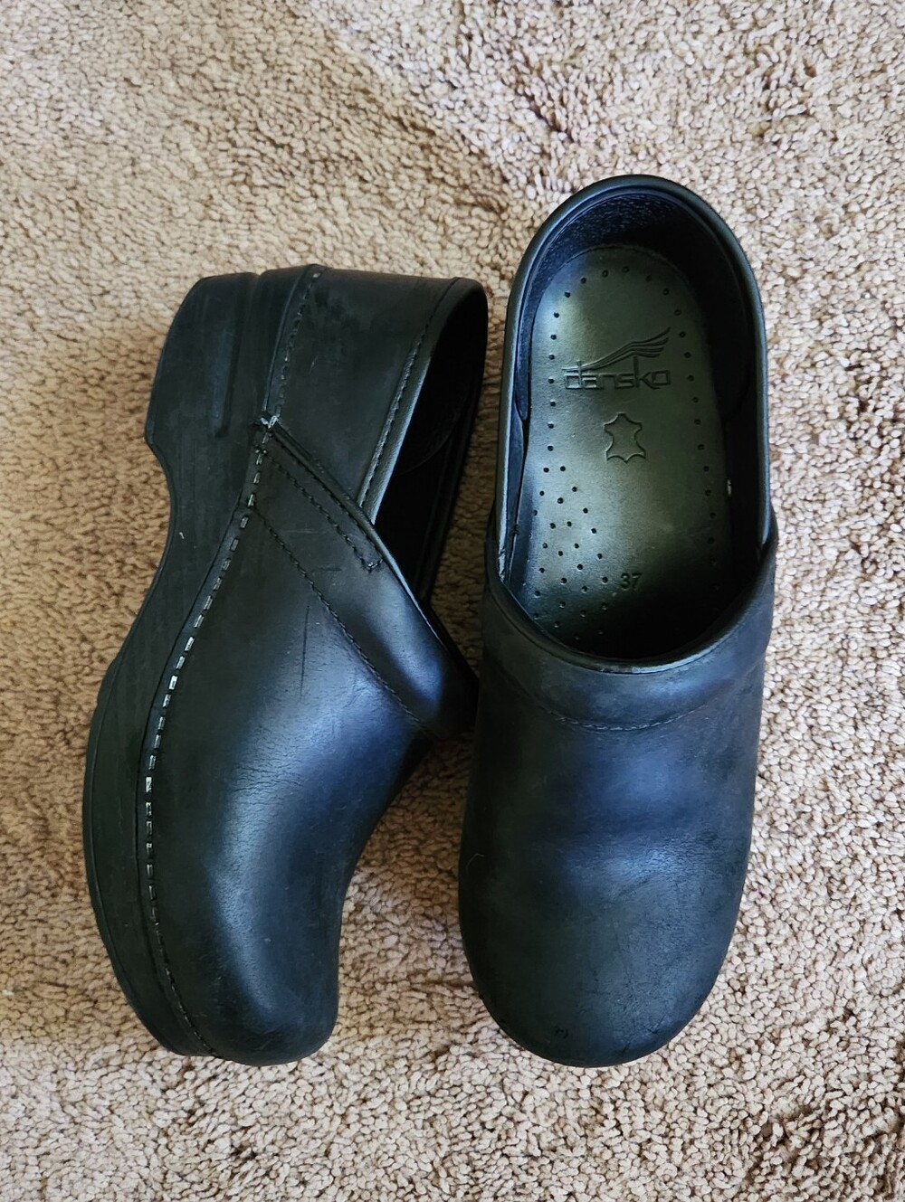 Dansko Black Leather Clogs Medical Nurse Comfort Walking Nurse 37 GUC